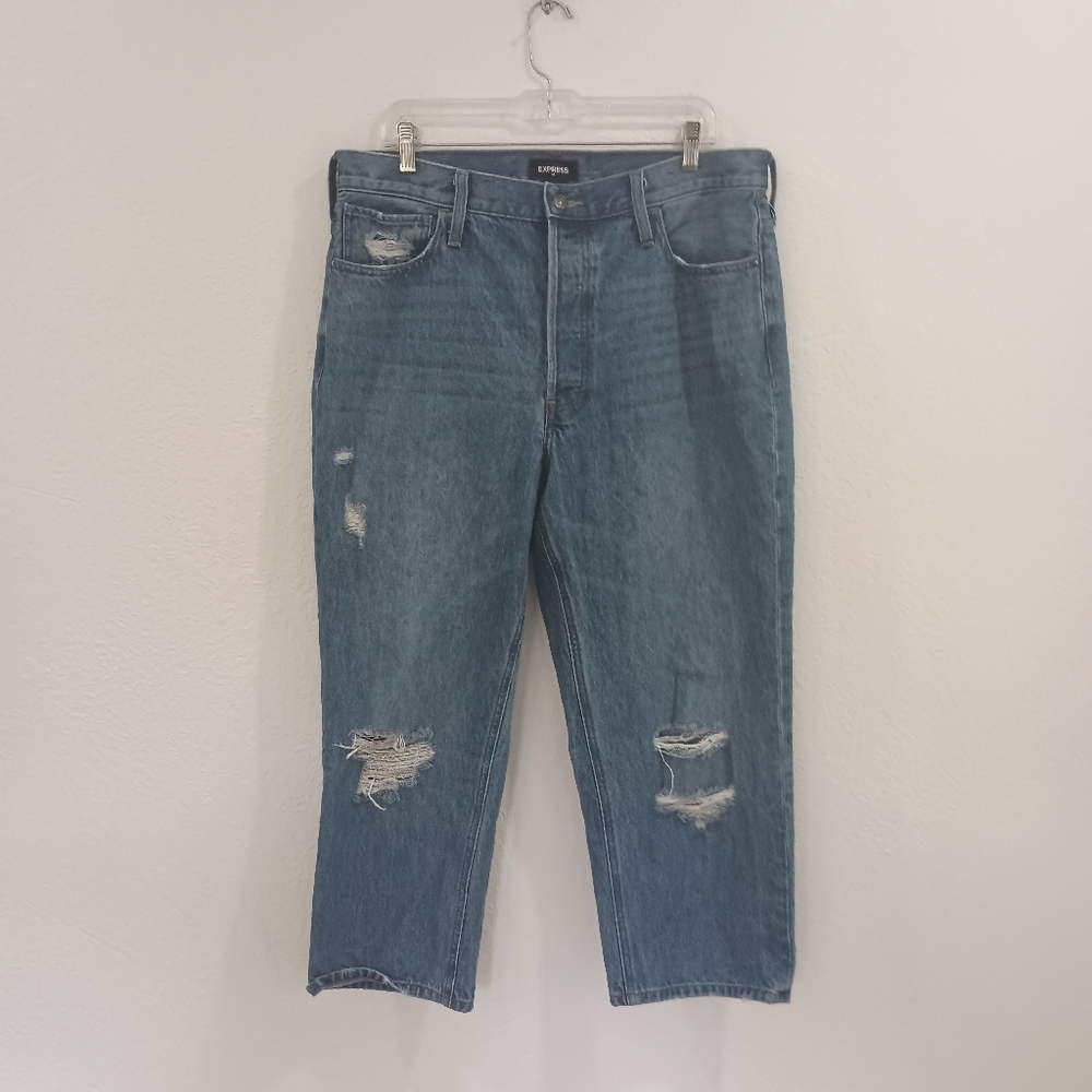 Express High Rise Button Fly Dad Jeans